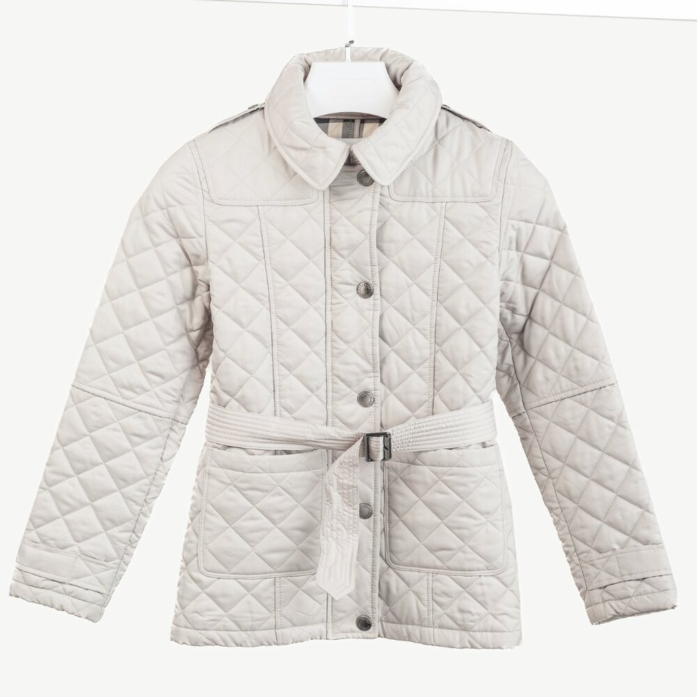 Burberry Grey Quilted Belted Zip Jacket